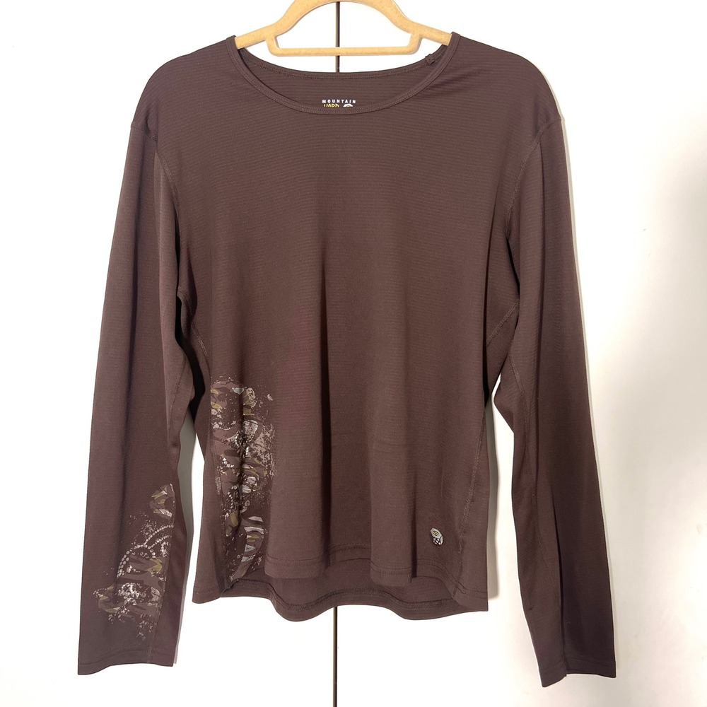 Mountain Hardwear Performance Base Layer Brown Graphic Long Sleeve Outdoors L